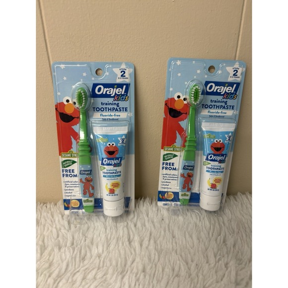 Other - Orajel Kids Elmo Training Toothpaste Fluoride-Free; WITH‎ TOOTHBRUSH Set Of 2
